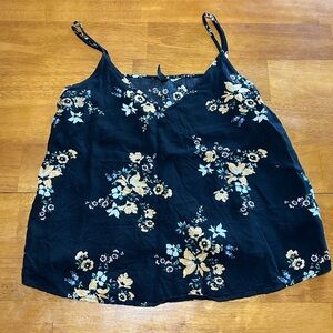 Floral Black Spaghetti Strap Top
